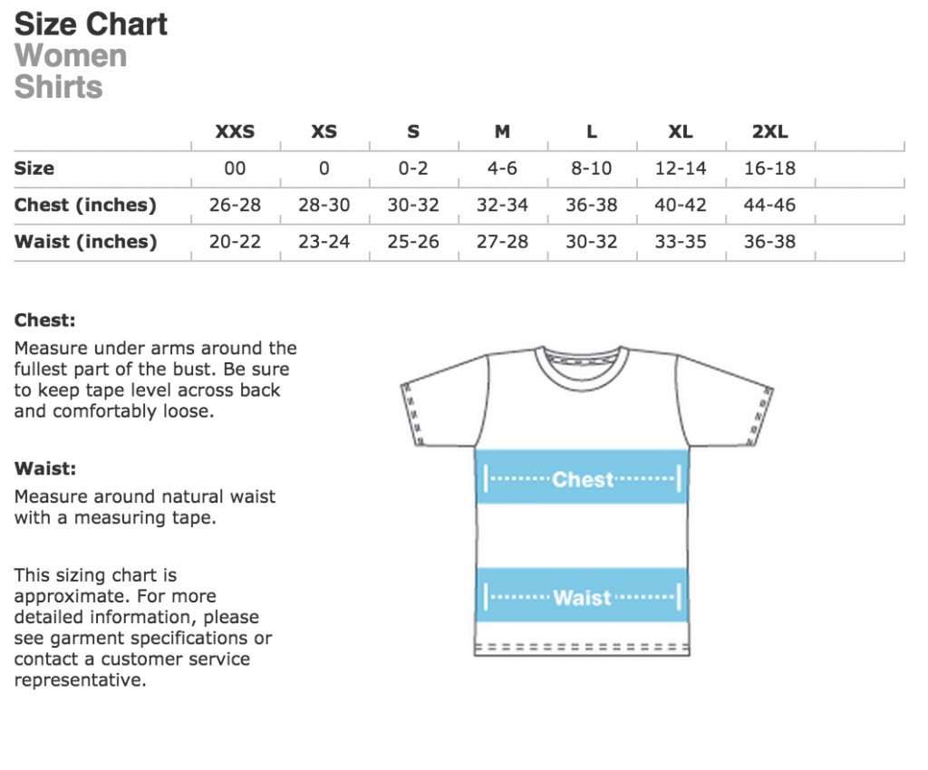 T shirt Sizing WordCamp San Diego